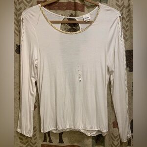NWT Daytrip by Buckle Off White Long Sleeve Gold Bead XL Blouse.          2906-I